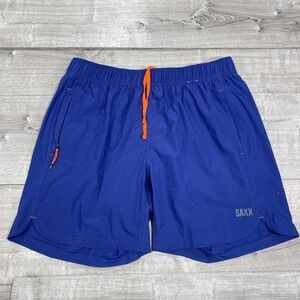 SAXX Gainmaker‎ 2N1 Shorts Mens XL Blue Ballpark Pouch Athletic Running Training